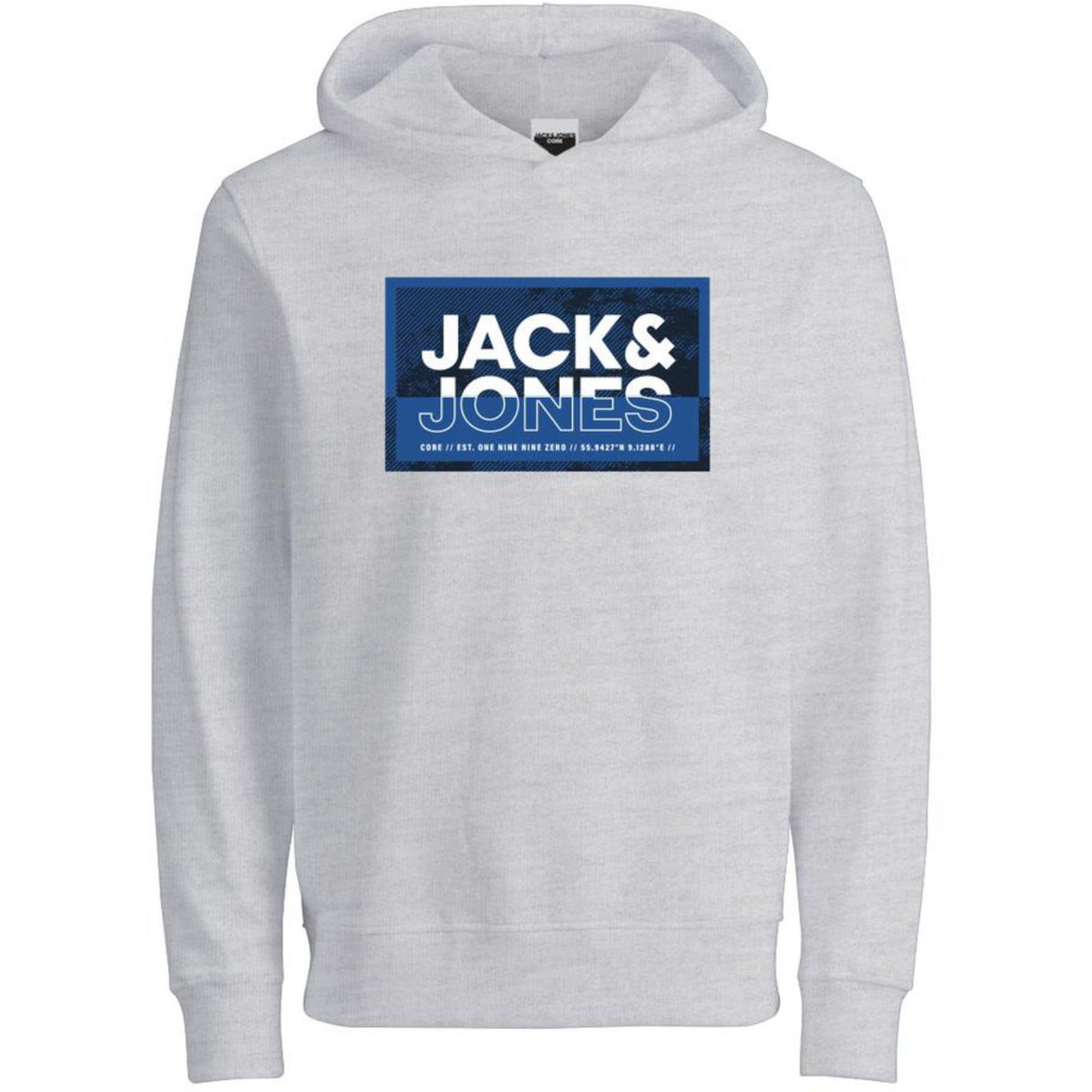 Jack & Jones Junior White Melange Cologan Print Sweat Hættetrøje