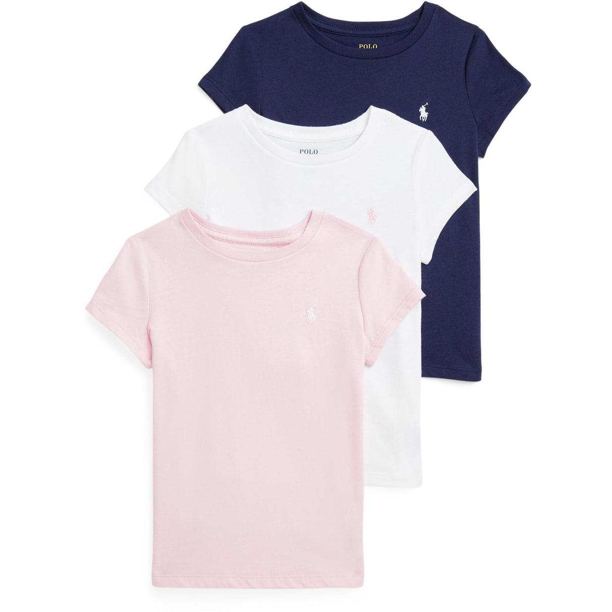 Polo Ralph Lauren White / Hintofpink /Newport Navy Girl Gaveæske Sæt 3-Pak T-Shirts