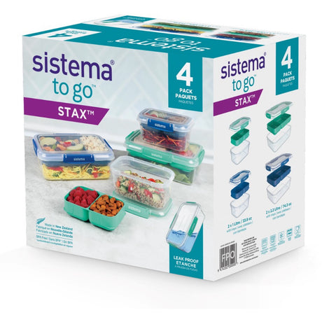 Sistema Minty Teal / Ocean Blue Club 4-Pak Stax To Go Madkasser 2.2L