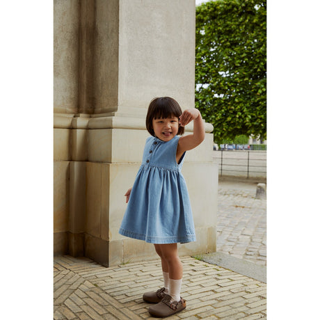 COPENHAGEN COLORS Super Lt Blue Indigo Washed Organic Denim Kjole m. Krave