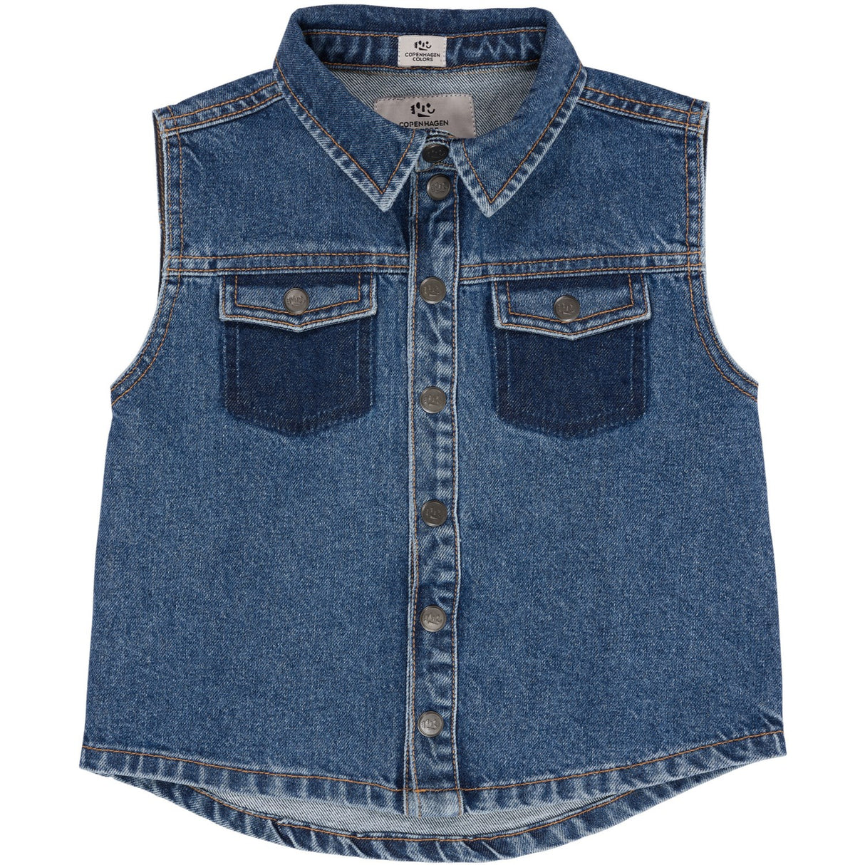 COPENHAGEN COLORS Indigo Blue Washed Organic Boyish Denim Vest