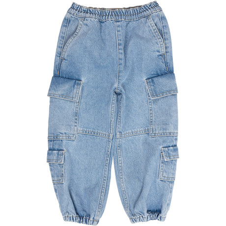 COPENHAGEN COLORS Lt Blue Indigo Washed Organic Cargo Denim Bukser