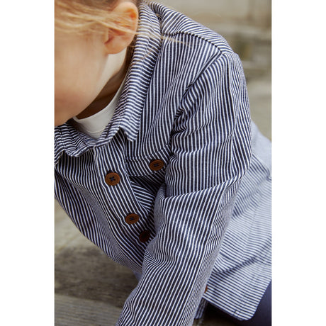 COPENHAGEN COLORS Navy Stripe Striped Twill Jakke m. Lommer