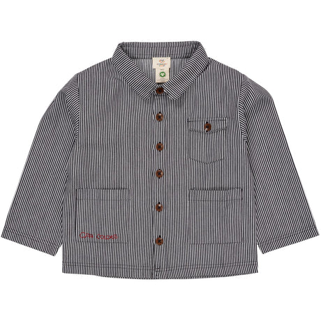 COPENHAGEN COLORS Navy Stripe Striped Twill Jakke m. Lommer