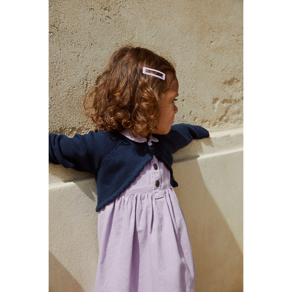 COPENHAGEN COLORS Navy Lt. Strikket Bolero m. hjerteknap