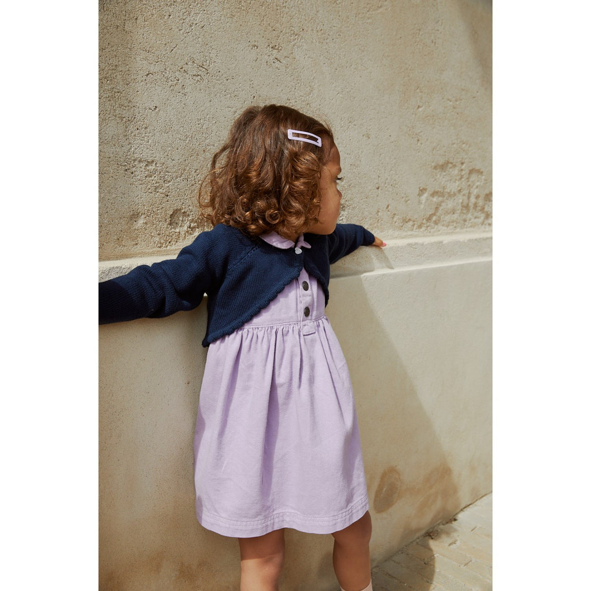 COPENHAGEN COLORS Navy Lt. Strikket Bolero m. hjerteknap