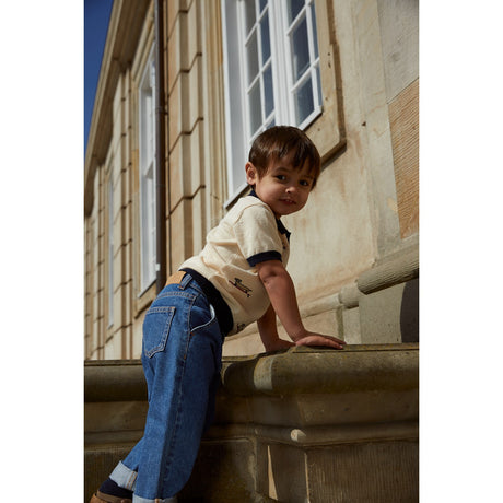 COPENHAGEN COLORS Creme/Navy Kam. Polo m. Broderi