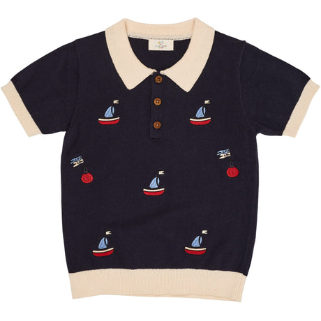COPENHAGEN COLORS Navy/Creme Kam. Polo m. Broderi