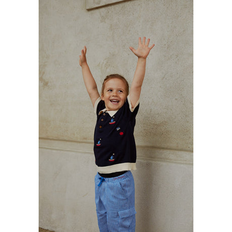 COPENHAGEN COLORS Navy/Creme Kam. Polo m. Broderi