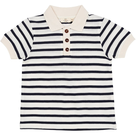 COPENHAGEN COLORS Navy Stripe Pique Stripe Poloshirt