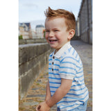 COPENHAGEN COLORS Himmelblå Stripe Pique Stripe Poloshirt