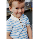 COPENHAGEN COLORS Himmelblå Stripe Pique Stripe Poloshirt