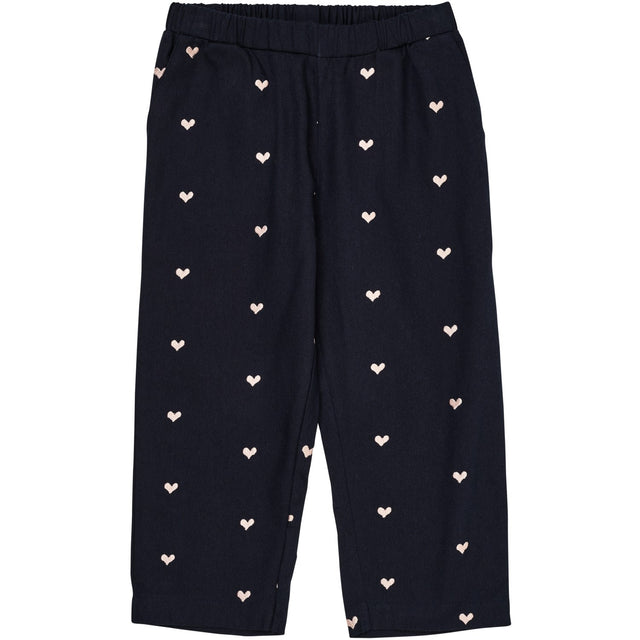 COPENHAGEN COLORS Navy W. Soft Pink Hearts Twill Heart Bukser