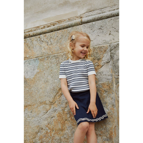 COPENHAGEN COLORS Navy Stripe Strikket Rib T-shirt