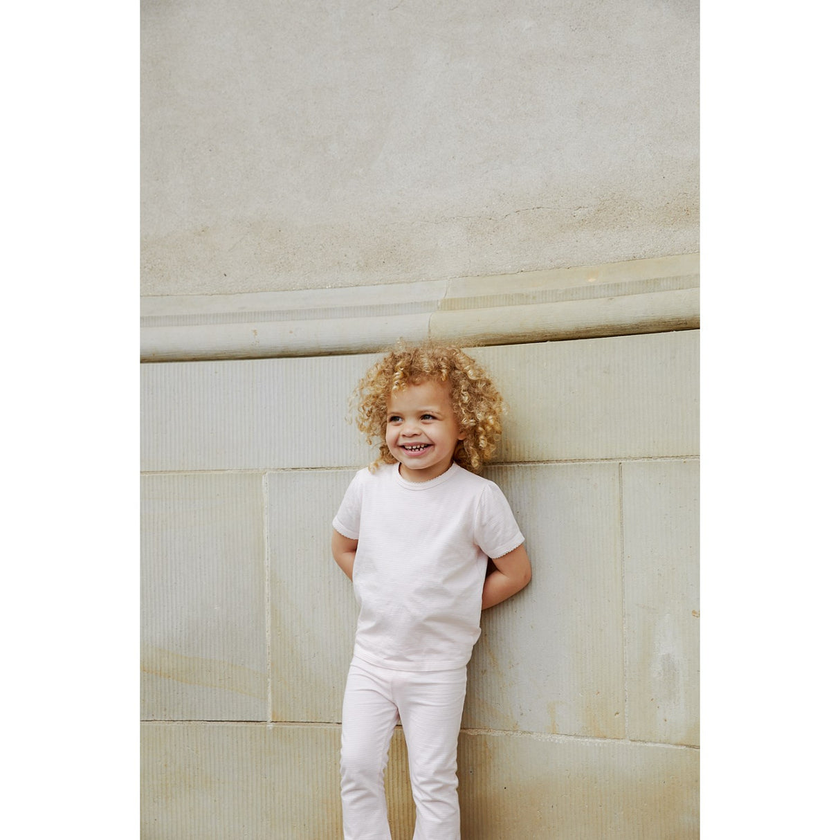 COPENHAGEN COLORS Ballerina/Creme Stripe Striped Flare Bukser