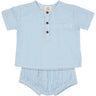 COPENHAGEN COLORS Sky Blue W Cream Stripe Seersucker Baby Sæt