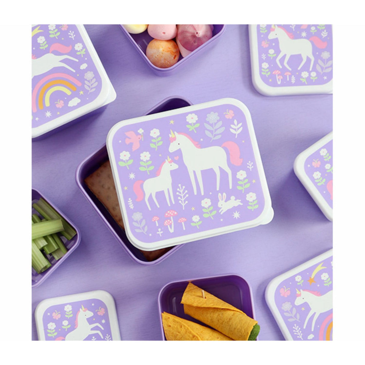 A Little Lovely Company Unicorn Dreams Lunch & Snack Box Sæt