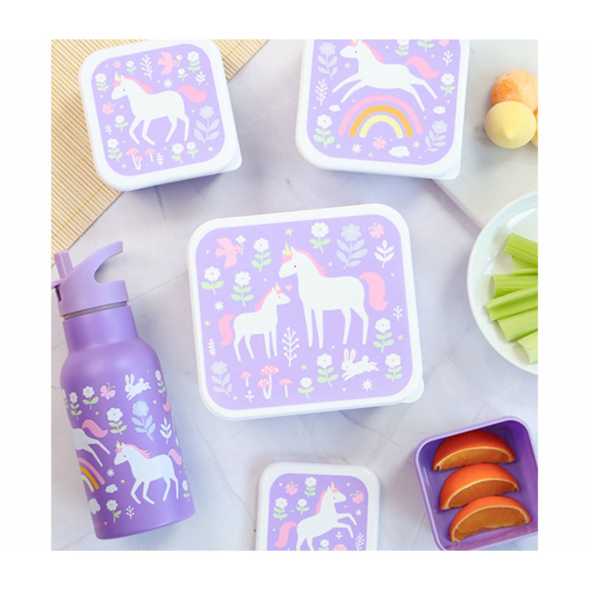 A Little Lovely Company Unicorn Dreams Lunch & Snack Box Sæt