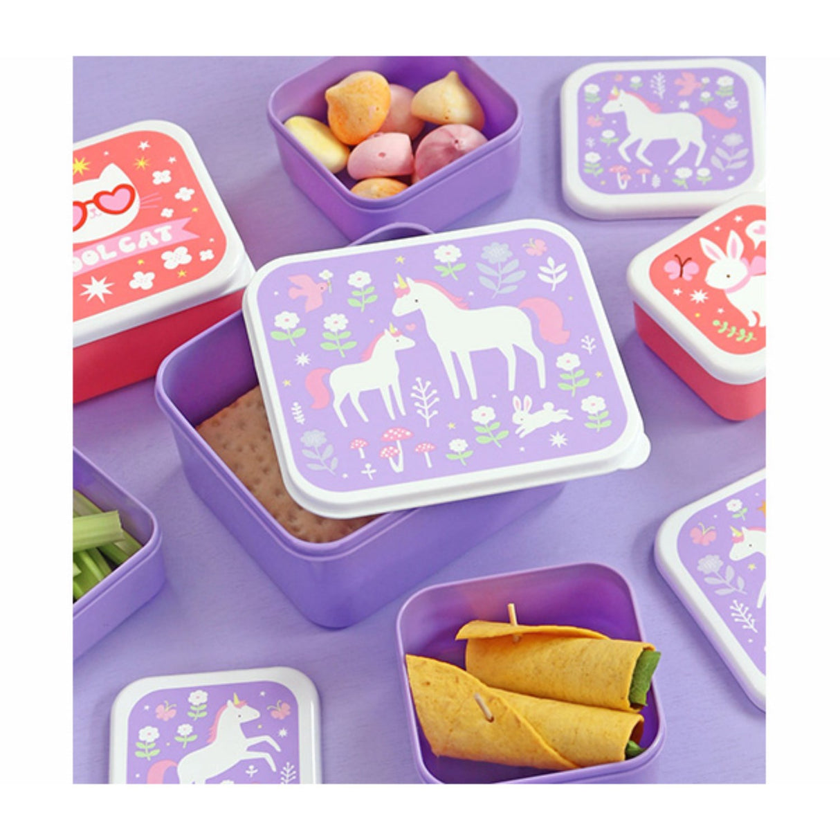 A Little Lovely Company Unicorn Dreams Lunch & Snack Box Sæt