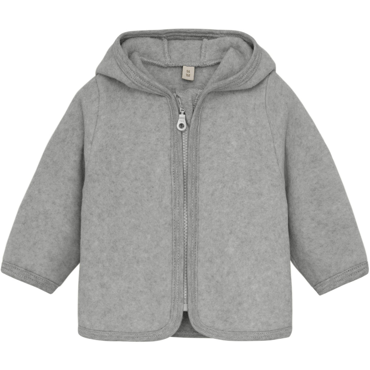 Huttelihut Light Grey Melange Jakke Ears Bomuld Fleece