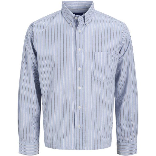 Jack & Jones Junior Cashmere Blue Stripes Theo Boxy Oxford Skjorte