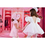 Dolly by Le Petit Tom White Dolly World V-Back Puff Sleeve Organza Tutu Kjole