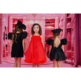 Dolly by Le Petit Tom Black Dolly World V-Back Puff Sleeve Organza Tutu Kjole