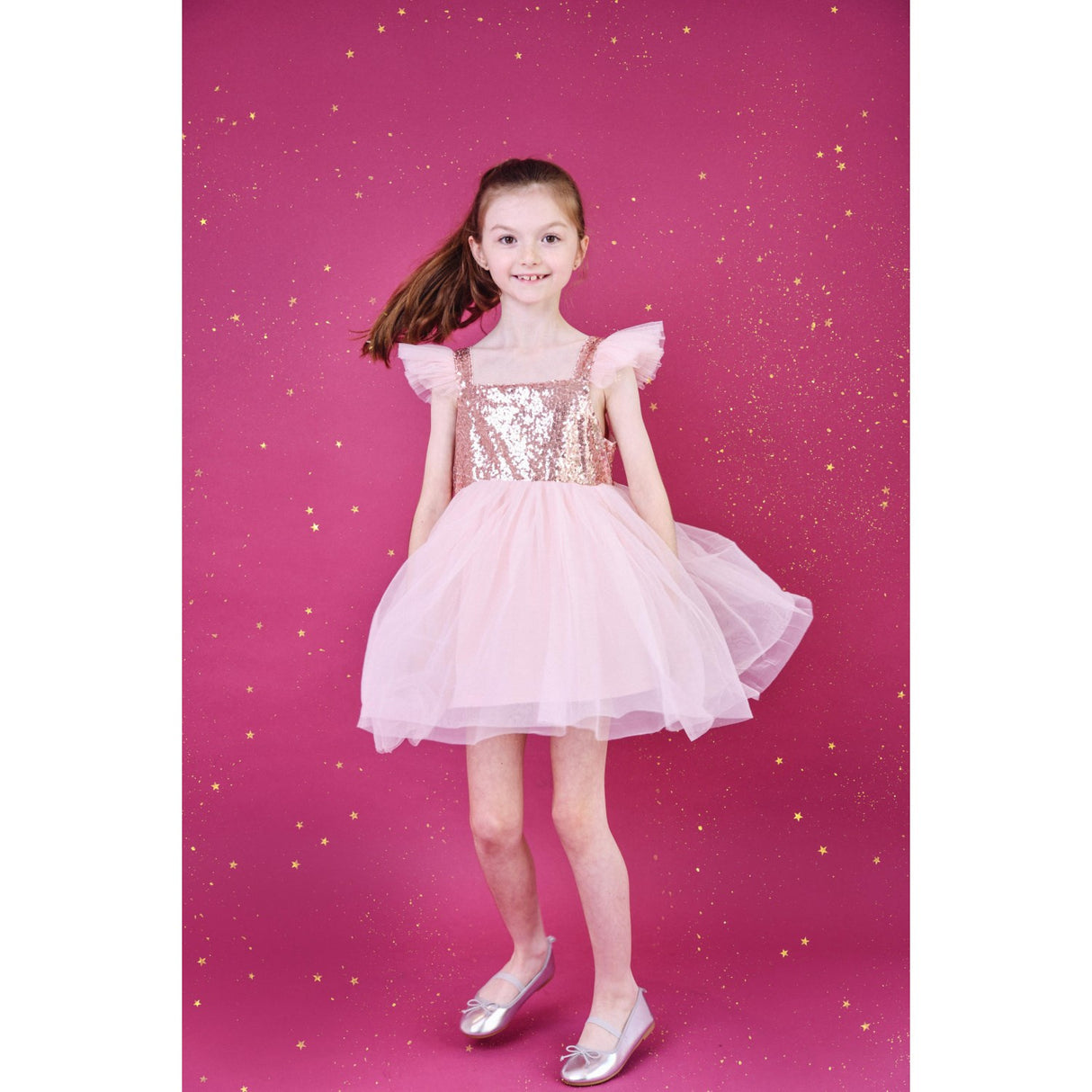 Dolly by Le Petit Tom Pink Dolly Universe Sequin Glitter Galaxy Tutu Kjole