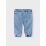 Name It Light Blue Denim Rose Shaped Embroidery Jeans