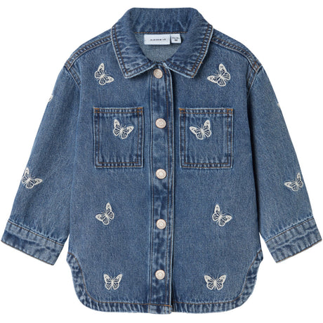 Name It Medium Blue Denim Butterfly Nina Embroidery Denim Jakke