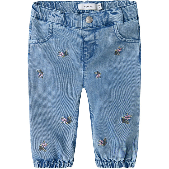 Name It Light Blue Denim Rose Shaped Embroidery Jeans