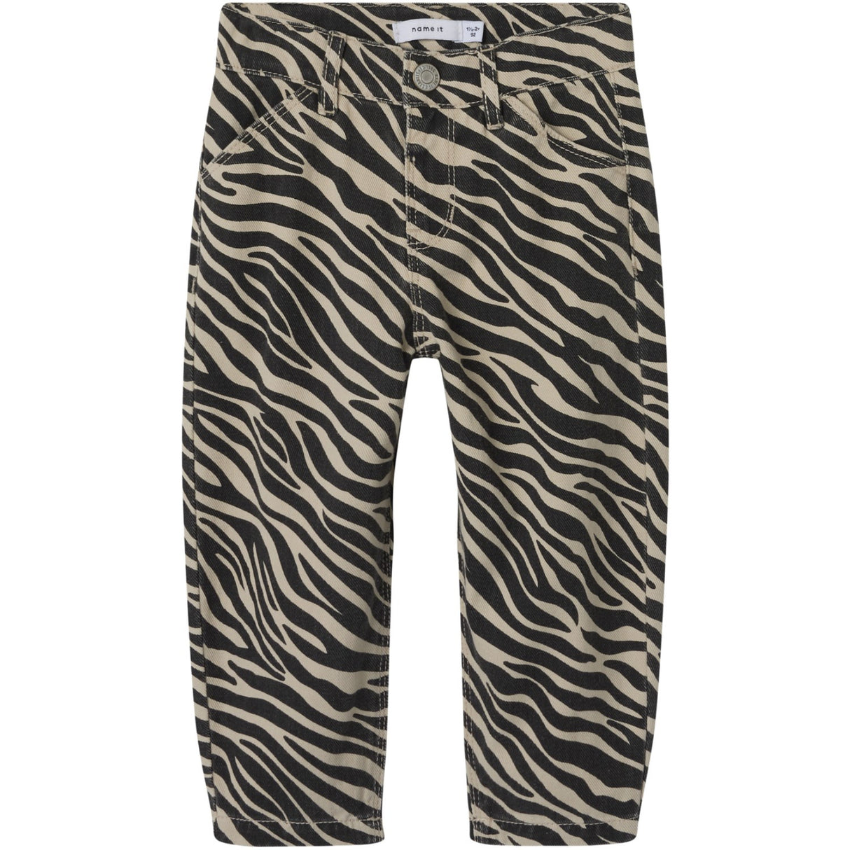 Name It Cement Black Zebra Bella Twill Mom Bukser