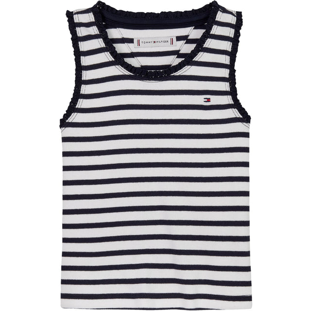 Tommy Hilfiger Dark Night Navy Stripes Essential Rib Lace Tank Top