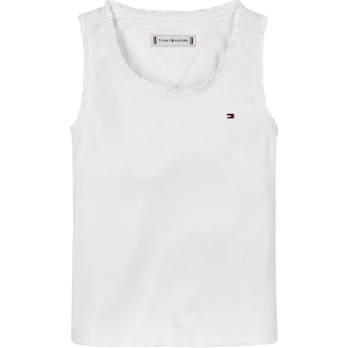 Tommy Hilfiger White Essential Rib Lace Tank Top