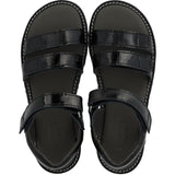 Angulus Black Justerbar Lædersandal Med Velcro