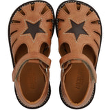Angulus Tan/Dark Brown Lædersandal Med Stjernedetalje