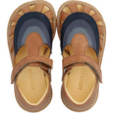Angulus Tan/Navy/Indigo/Blue Fog Colourblock Regnbuesandal Med Velcro