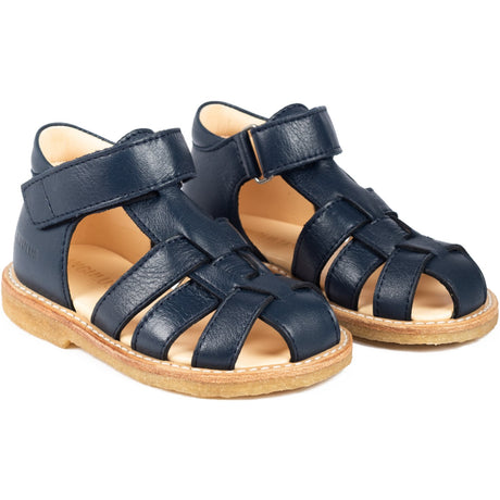 Angulus Navy Begynder Sandal Med Velcrolukning