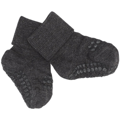 Gobabygo Dark Grey Melange Non-Slip Strømper Bambus