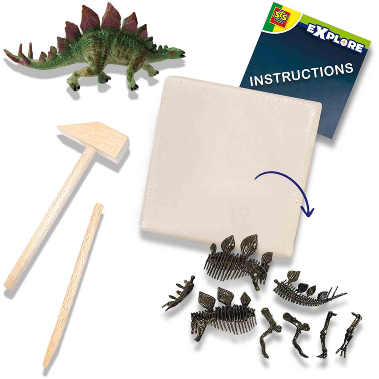 SES Creative Explore Udhug - Dino og Skelet Stegosaurus