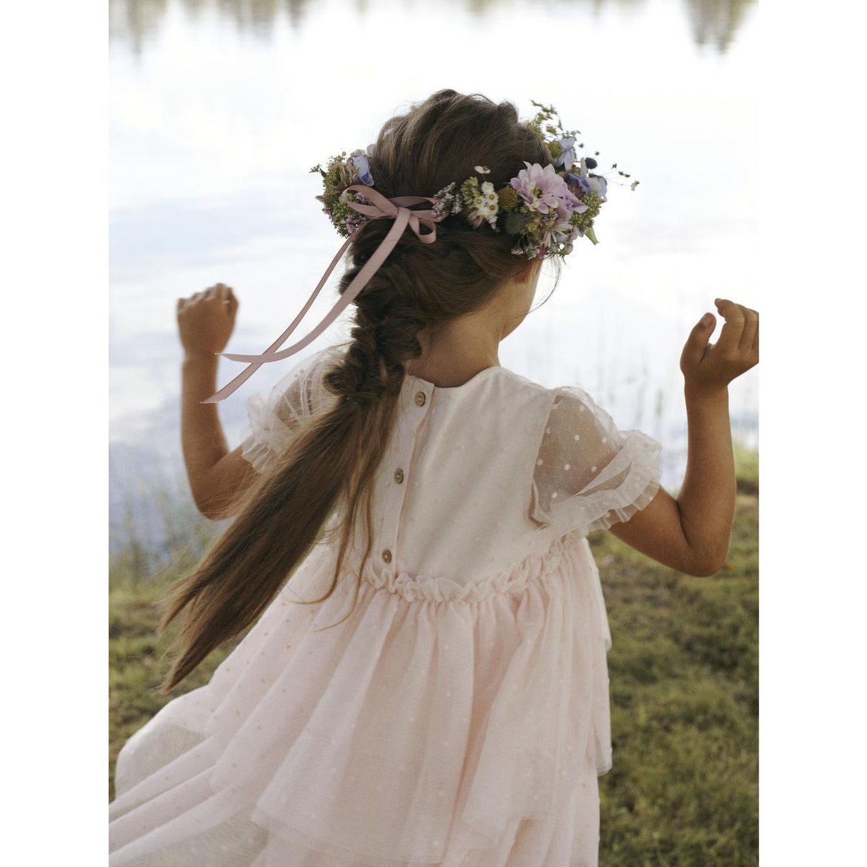 Lil'Atelier Peach Blush Frilla Loose Tyl Kjole