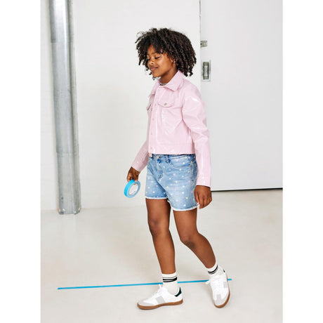 Name It Medium Blue Denim Rose High Waist Mom Denim Shorts Noos