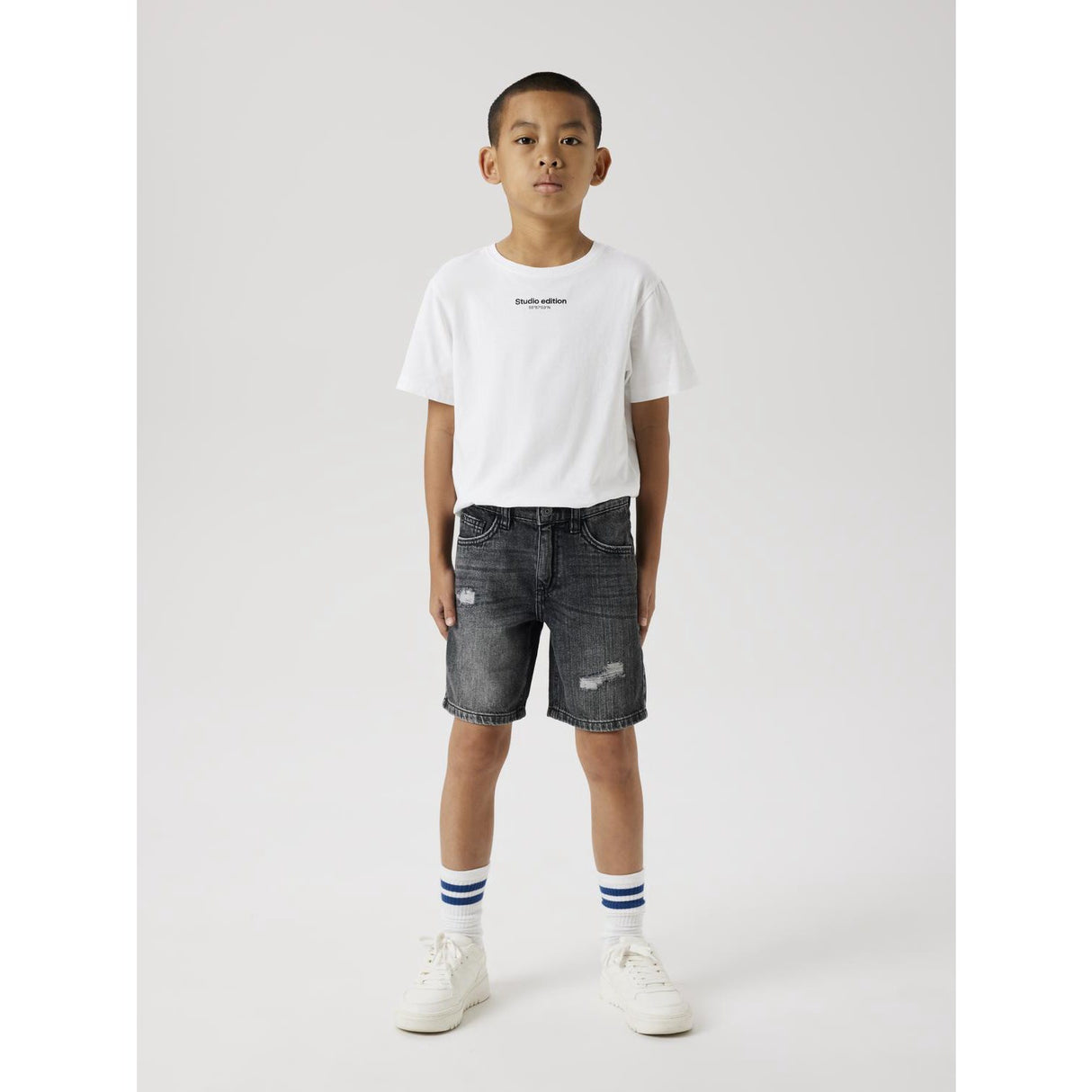 Name It Dark Grey Denim Silas Loose Denim Shorts Noos