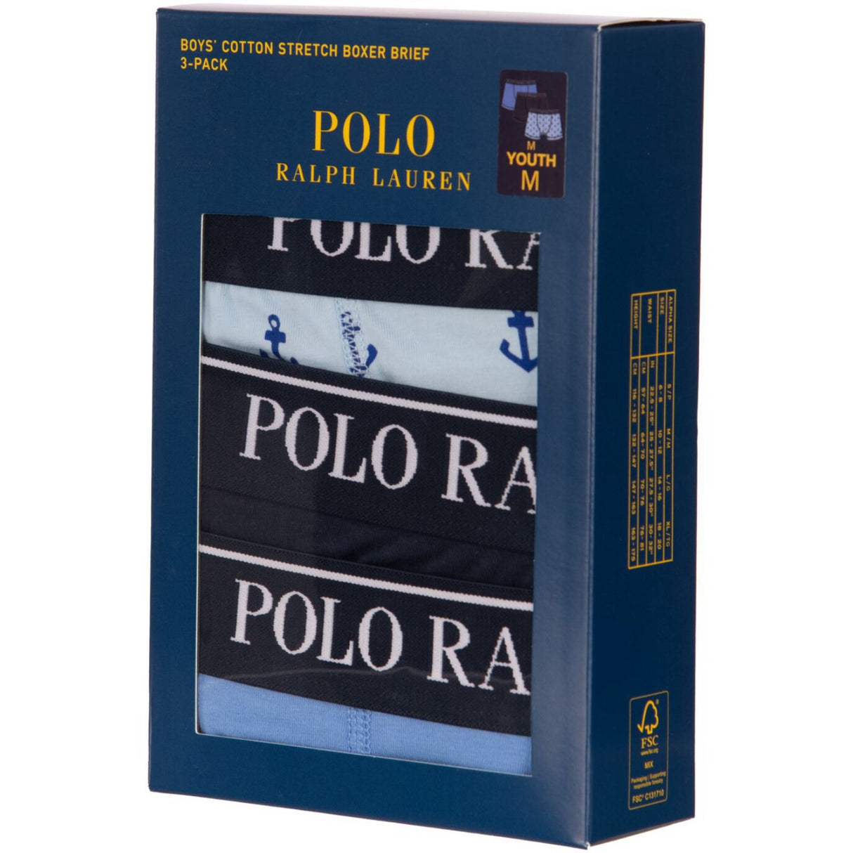 Polo Ralph Lauren Elite Blue Bomuld Stretch 3 Pack Boxer/Brief