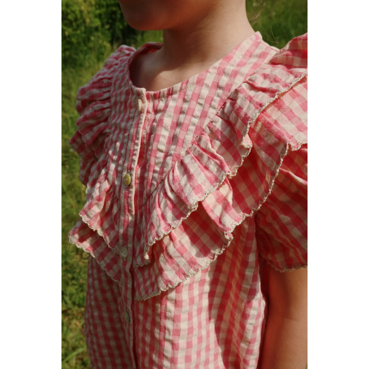 Konges Sløjd Flamingo Plume Check Kim Flæse Ss Skjorte GOTS