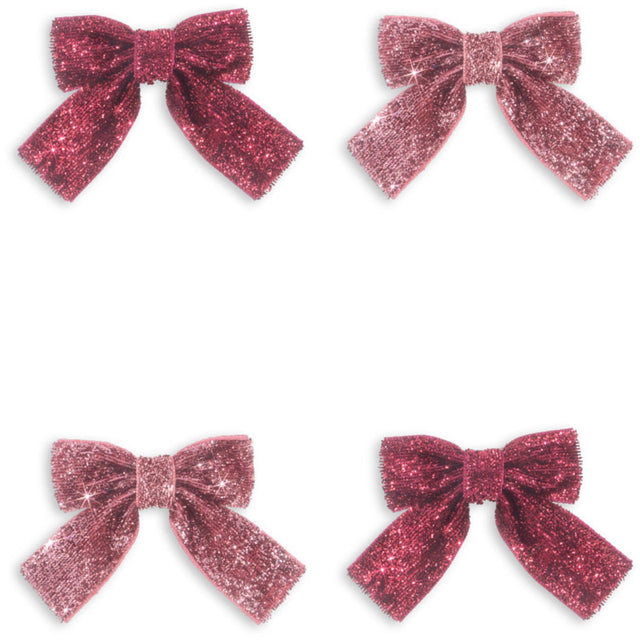 Konges Sløjd Pink Mix 4 Pack Glitter Sløjfe Hårspænder