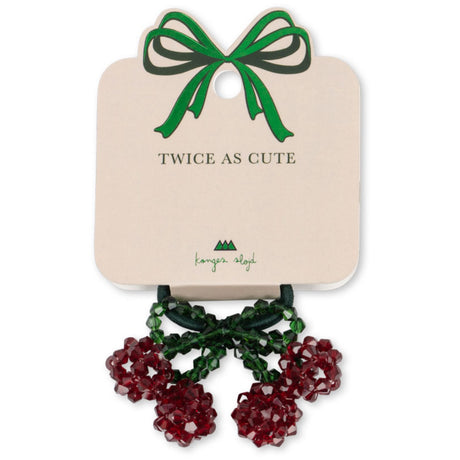 Konges Sløjd Red/Glitter 2 Pak Cherry Hårelastikker