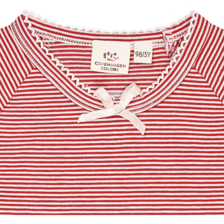 COPENHAGEN COLORS RED/CREAM STRIPE STRIPED LS TEE W. Sløjfe