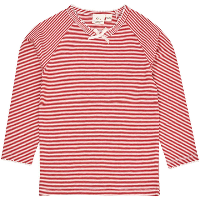 COPENHAGEN COLORS RED/CREAM STRIPE STRIPED LS TEE W. Sløjfe