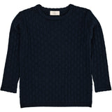 COPENHAGEN COLORS NAVY MERINO CLASSIC POINTELLE Bluse